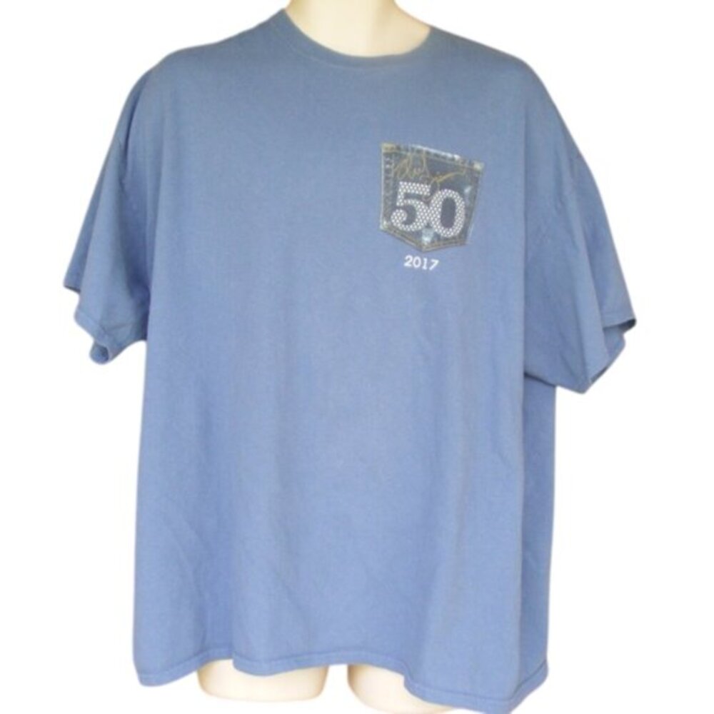 NEIL DIAMOND 2017 Tee, 2XL, Blue, Signature/pocket print, 50th anniversary